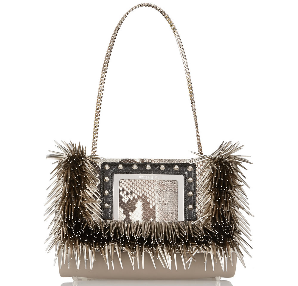 Jimmy Choo Alba Embellished Elaphe-Trimmed Bag