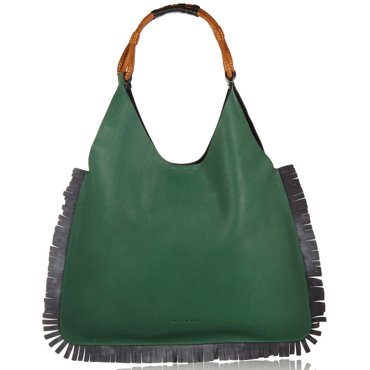 Marni Slim Fringed Two-Tone Leather Tote