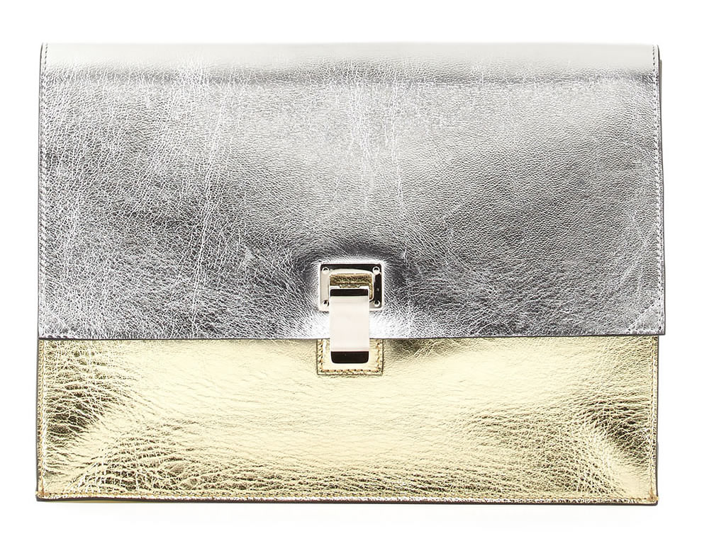 Proenza Schouler Large Metallic Lunch Bag Clutch