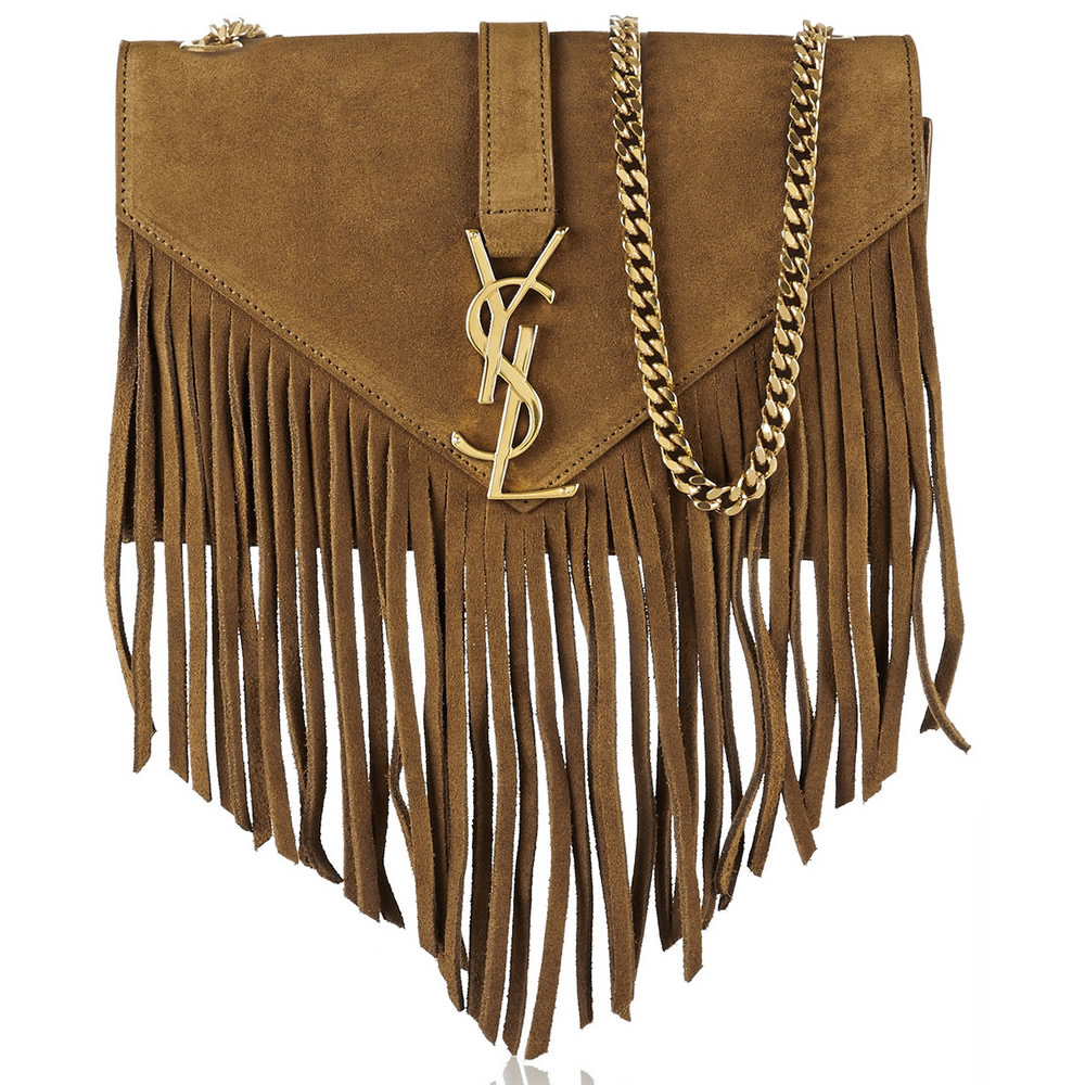 Saint Laurent Monogramme Fringed Suede Shoulder Bag