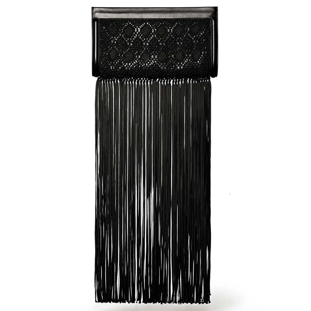 The Row Woven Wrap Clutch with Fringe