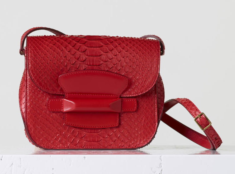 Celine-Small-Python-Tab-Bag-Red