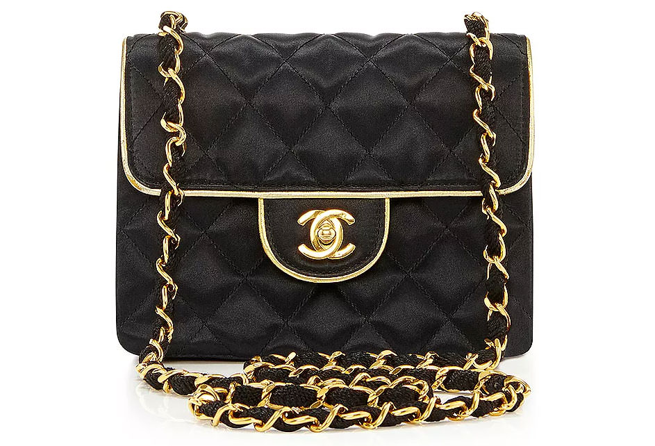 Chanel-Black-Satin-Mini-Flap-Bag