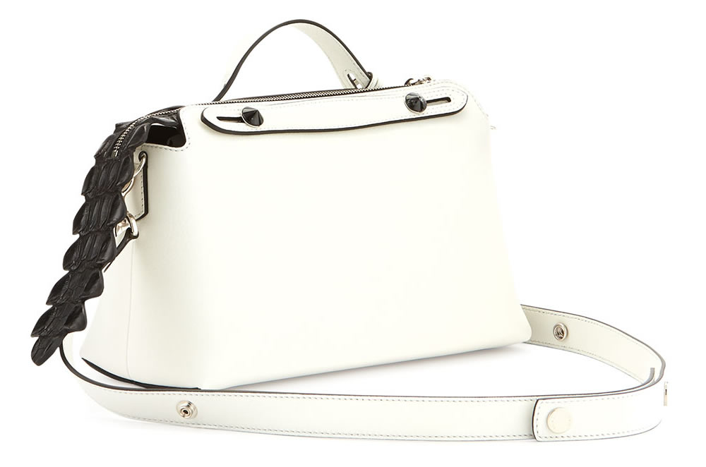 Fendi By The Way Small Croc Satchel in White and Black