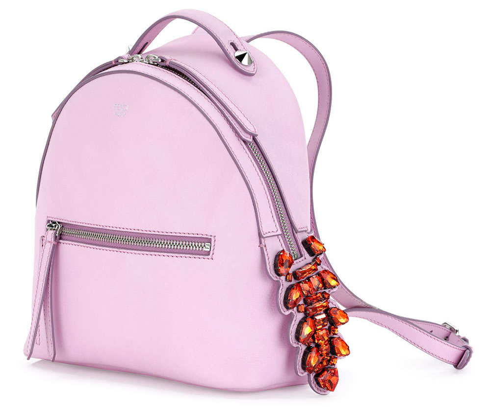 Fendi Mini Crystal-Croc-Tail Backpack in Light Pink