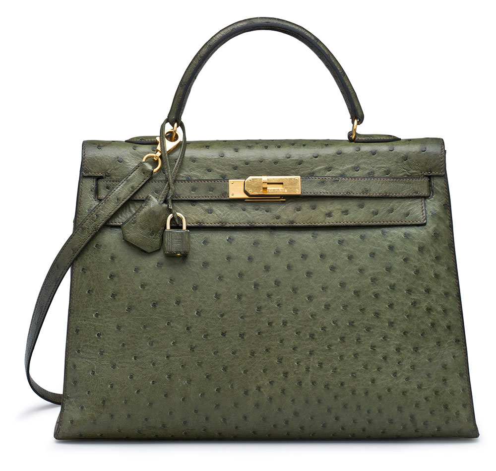 HERMES-35CM-VERT-FORET-OSTRICH-SELLIER-KELLY-BAG