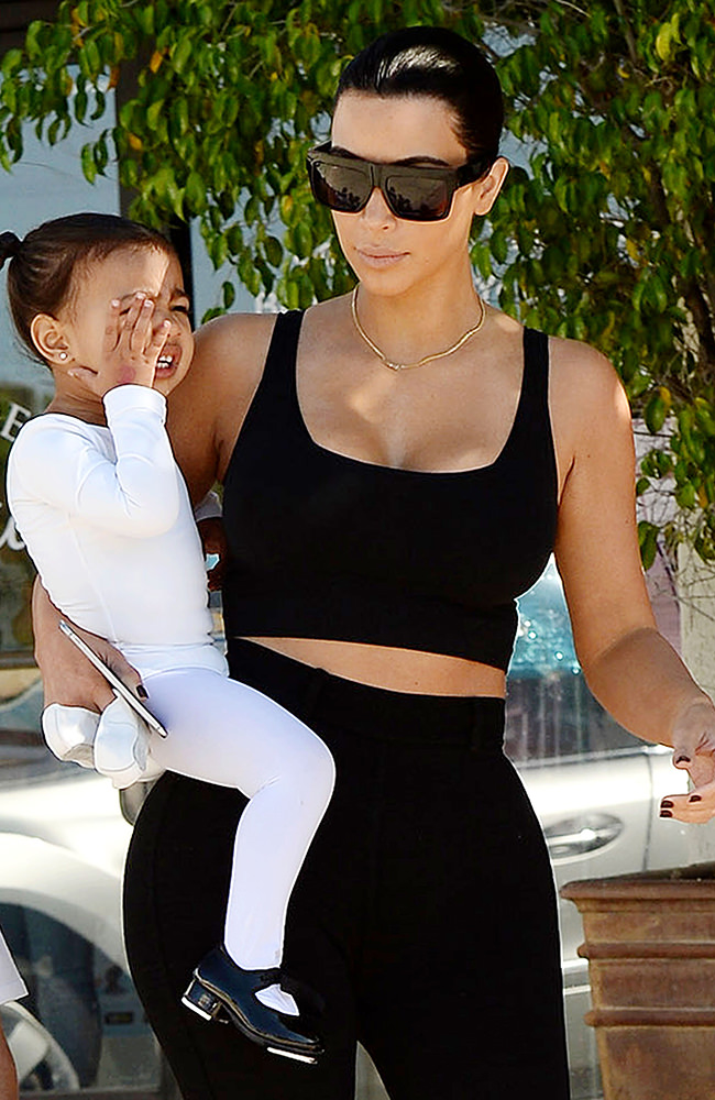 Kim Kardashian and Kourtney Kardashian take the kids to tap dance and ballet dance class in Tarzana **NO DAILY MAIL SALES**