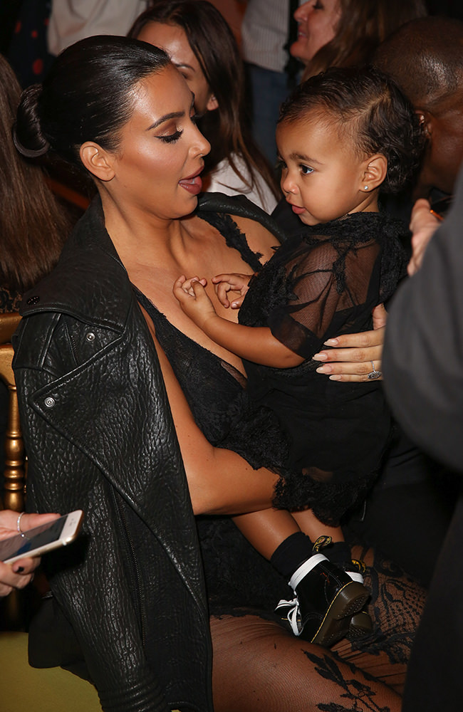 Kim Kardashian, North West and other celebrities attend the Givenchy show during the Paris Fashion Week  Womenswear SS