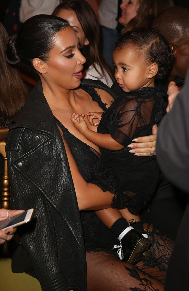 Kim Kardashian, North West and other celebrities attend the Givenchy show during the Paris Fashion Week  Womenswear SS