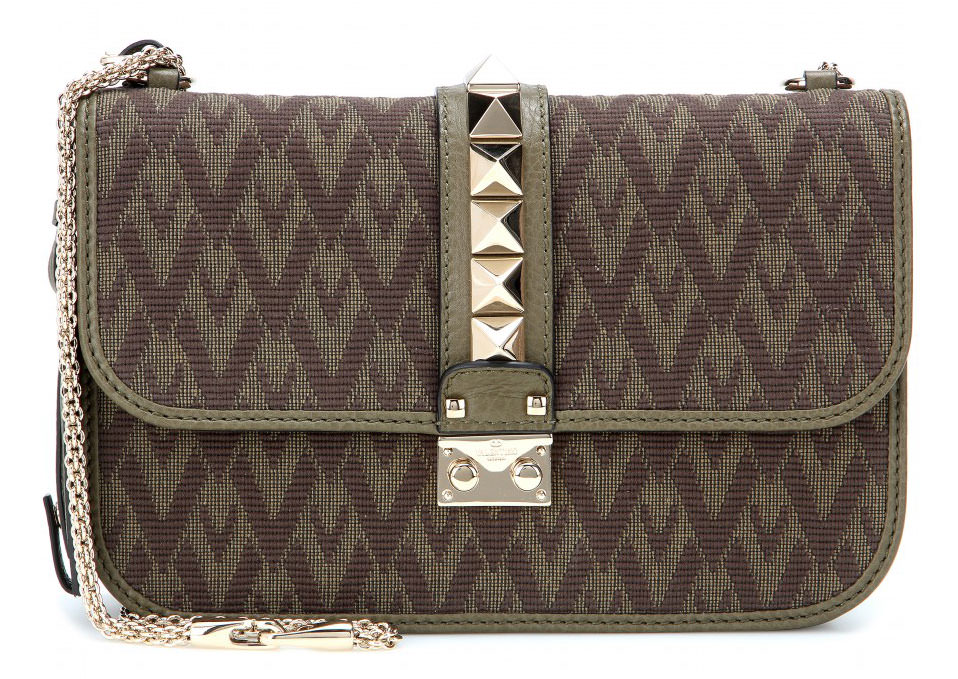 Valentino-Rockstud-Jacquard-and-Leather-Lock-Bag-Olive