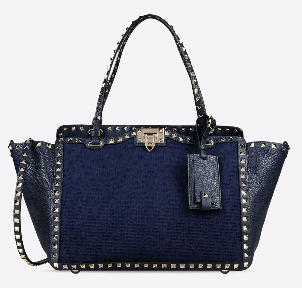 Valentino-Rockstud-Jacquard-and-Leather-Trapeze-Tote