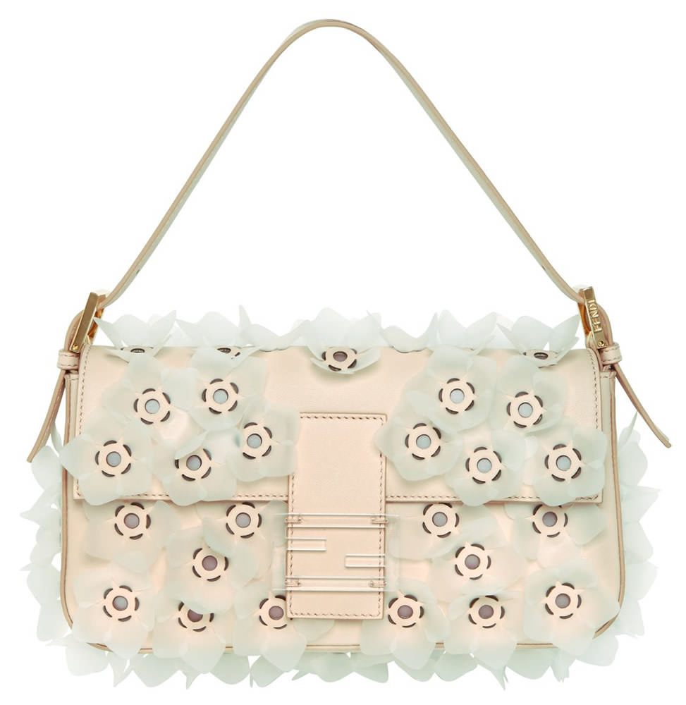 Fendi Flower Leather Baguette Bag