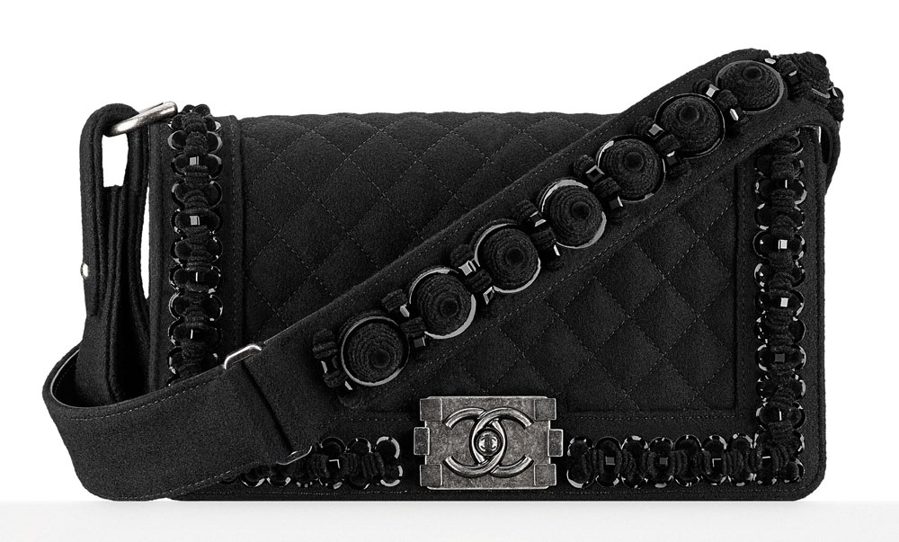 Chanel-Felt-Embroidered-Boy-Bag-Black