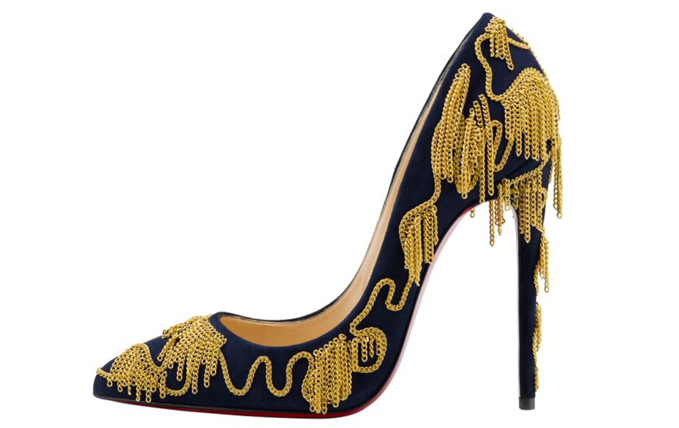 Christian Louboutin Pre-Fall 2015 Dollyparty 120mm Suede Nuit Gold