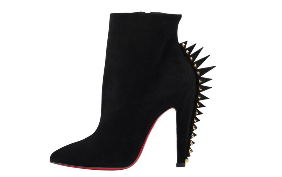 Christian Louboutin Pre-Fall 2015 Electroboot 100mm Veau Velour Black Gold