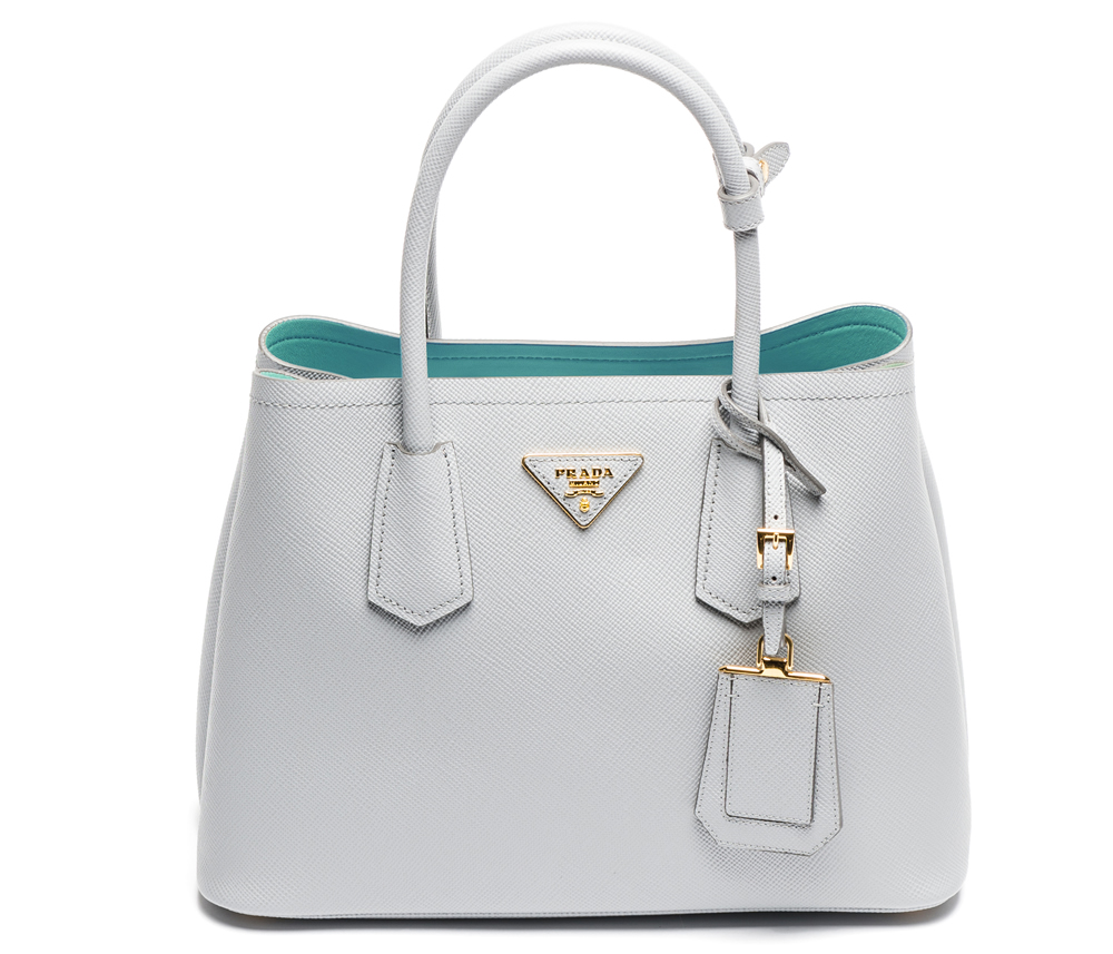 Prada Double Saffiano Cuir Granito and Acquamarina