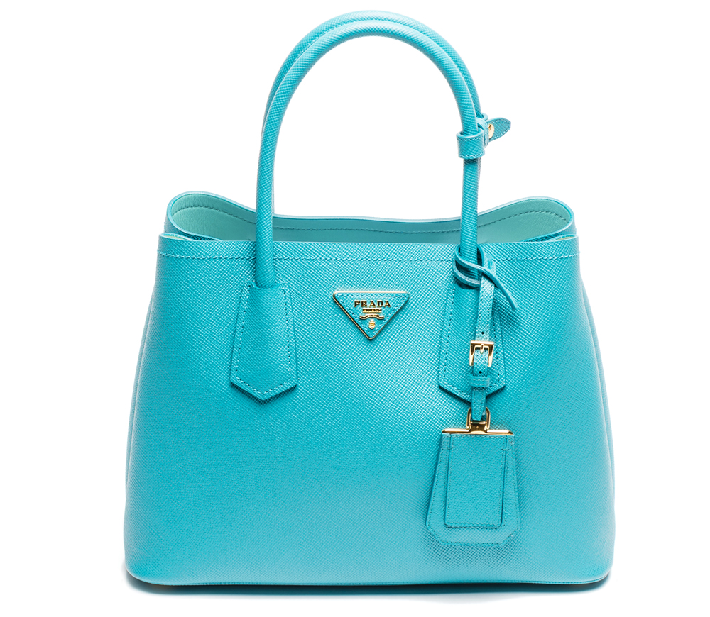 Prada Double Saffiano Cuir Turchese and Acquamarina