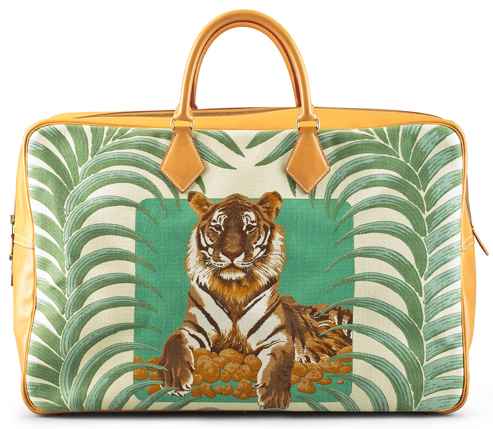 Hermes-Vache-Naturelle-and-Tigre-Royal-Linen-Plume-Travel-Bag-60cm