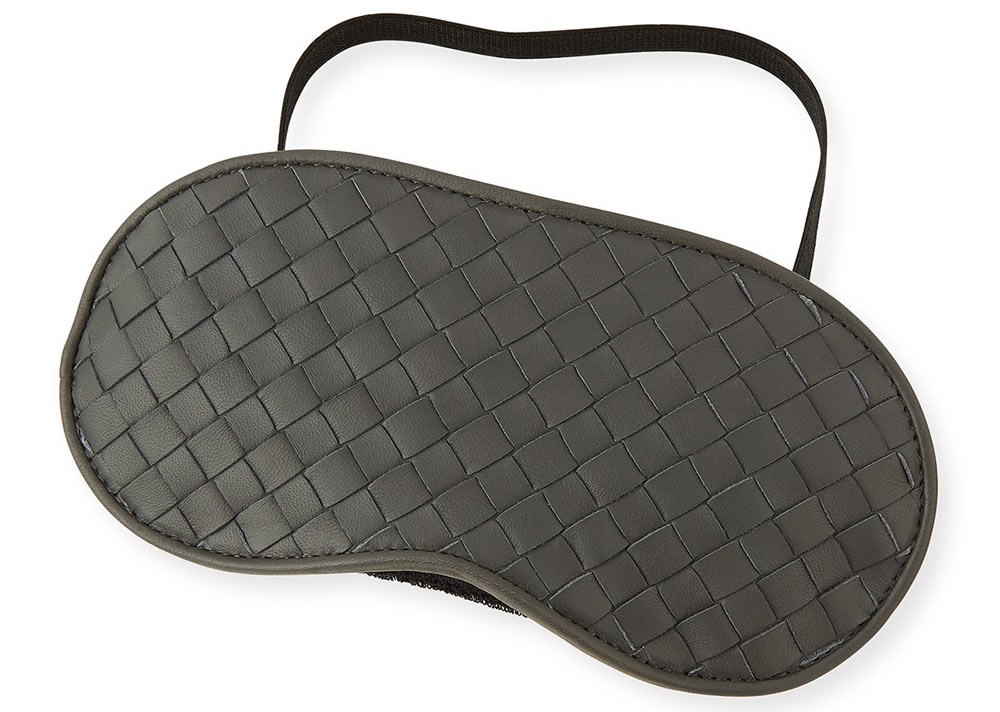 Bottega Veneta Intrecciato Leather Sleep Mask Light Grey