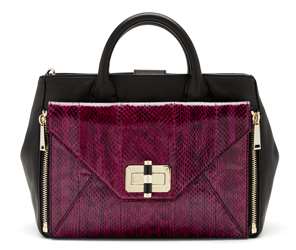 Diane von Furstenberg Small Secret Agent Bag, $398 Diane von Furstenberg Agent Bianca Snake Zip-On Clutch, $198