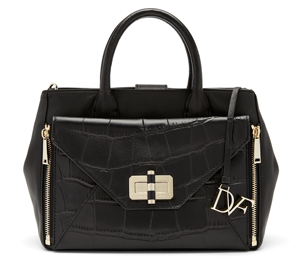 Diane von Furstenberg Secret Agent Tote with Croc-Embossed Zip On Clutch, $398