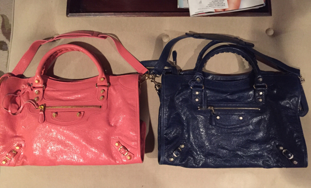 Balenciaga-City-Bags-Pink-and-Blue