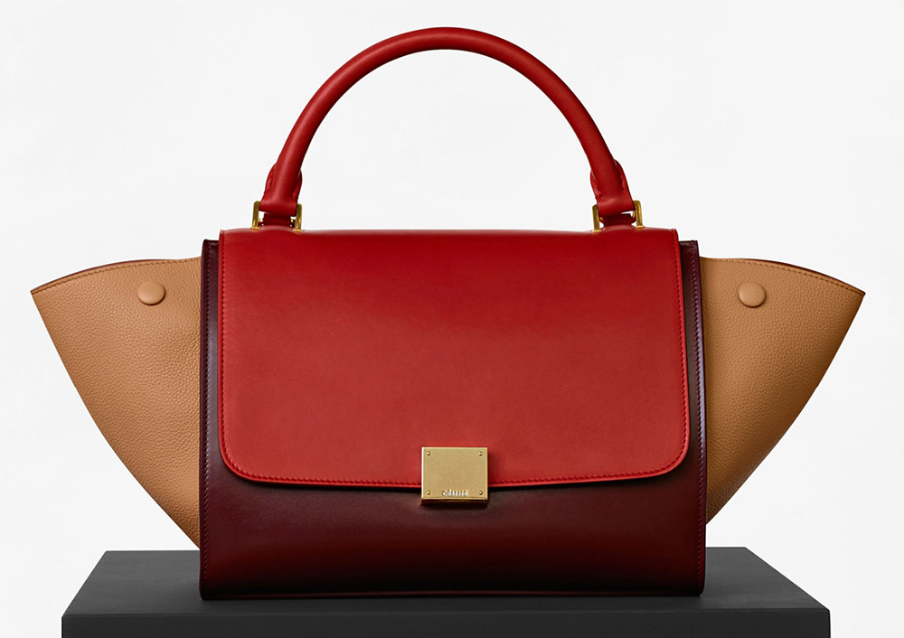 Celine-Small-Trapeze-Bag-Red-Tricolor