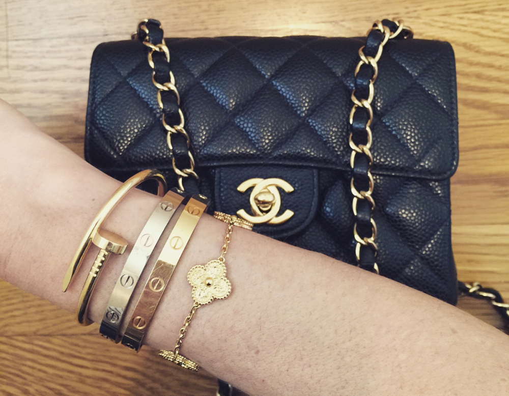 Chanel-Mini-Classic-Flap-Bag-and-Cartier-Love-Bracelets