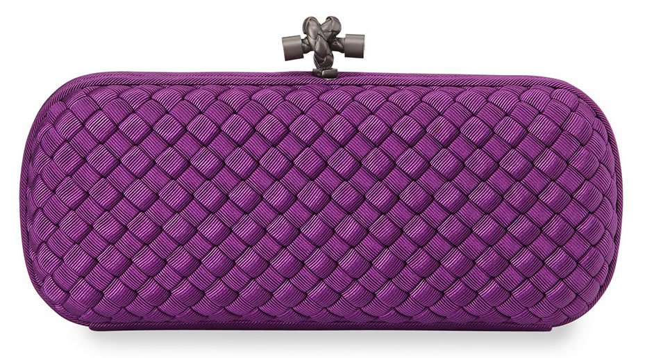 Bottega Veneta Woven Faille Large Knot Clutch Bag in Mona Lisa Purple