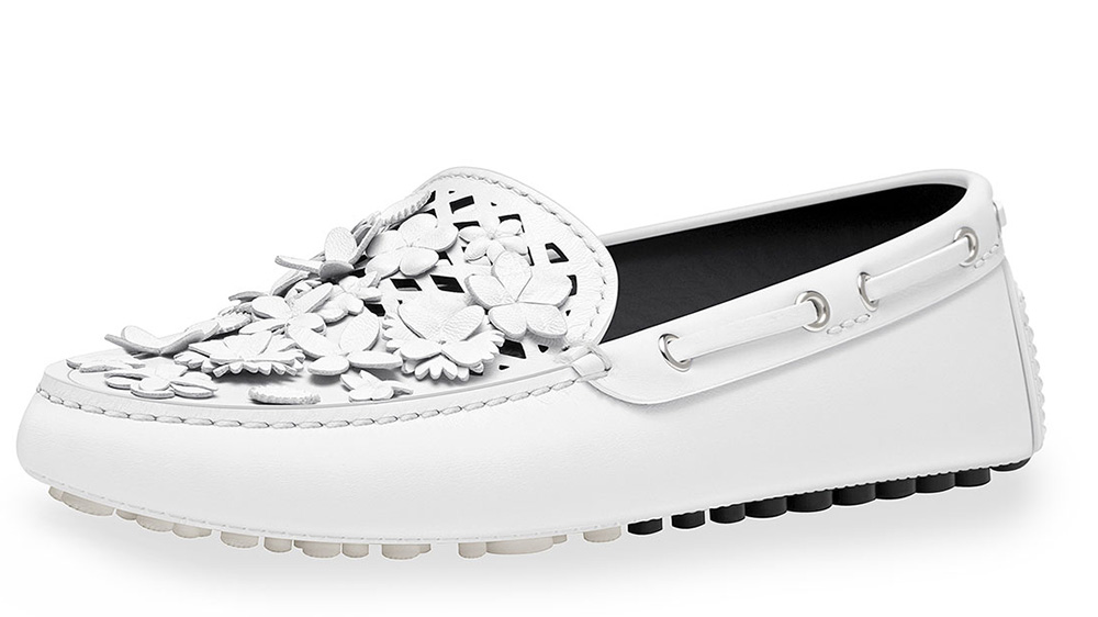 Dior Embellished Leather Driving Loafer_white