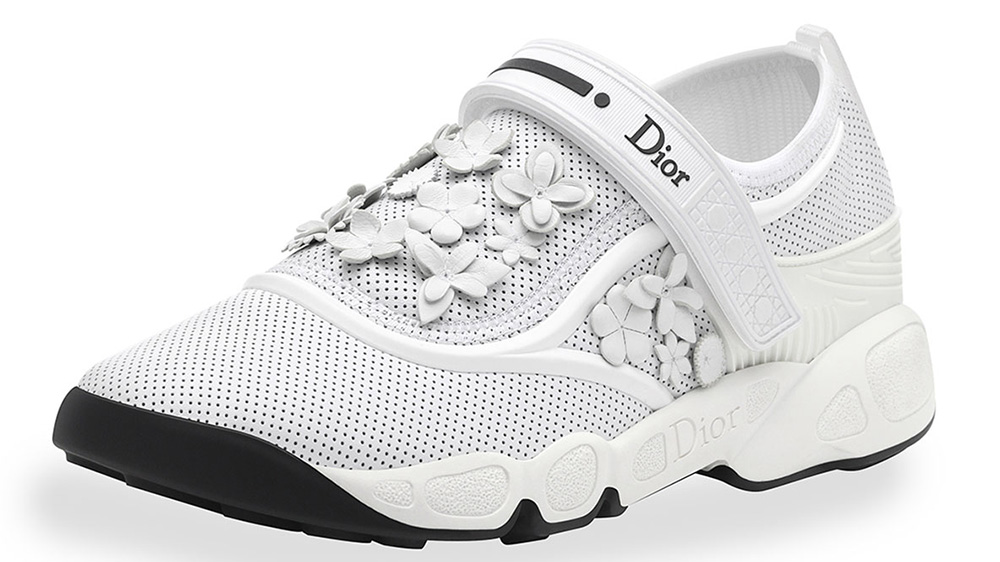 Dior Floral-Embroidered Leather Sneaker
