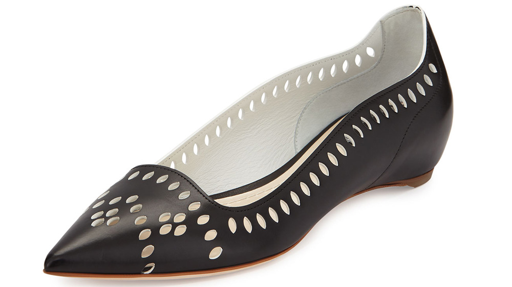 Dior Laser-Cut Leather Point-Toe Flat_black