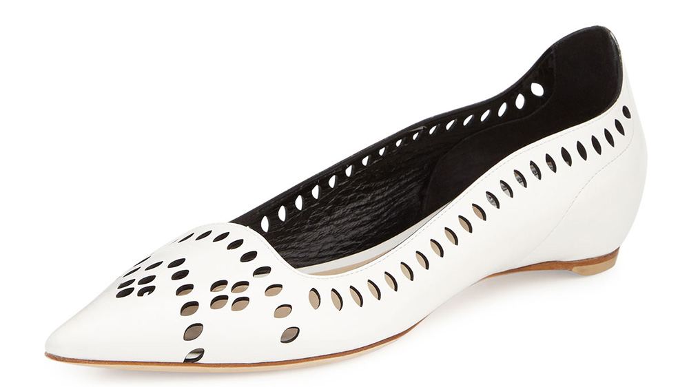 Dior Laser-Cut Leather Point-Toe Flat_white