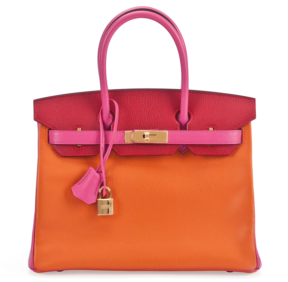 Hermes-Birkin-Special-Order-Horseshoe-Rouge-Vif-Rose-Tyrien-Orange-H-Chevre-30cm