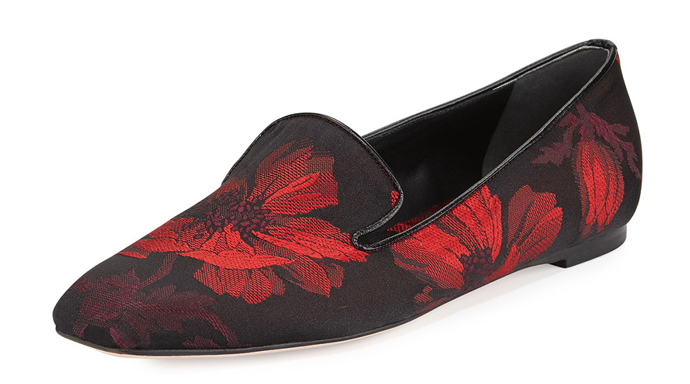 Alexander McQueen Floral Jacquard Square Smoking Slipper