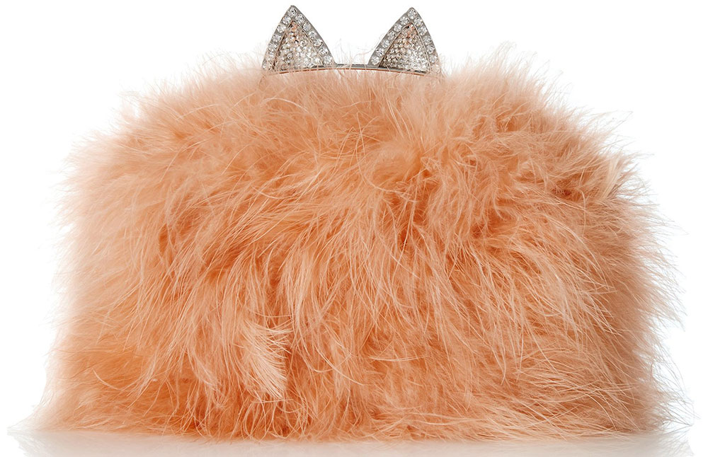 BCBG-Cat-Ear-Knuckleduster-Ostrich-Feather-Evening-Bag