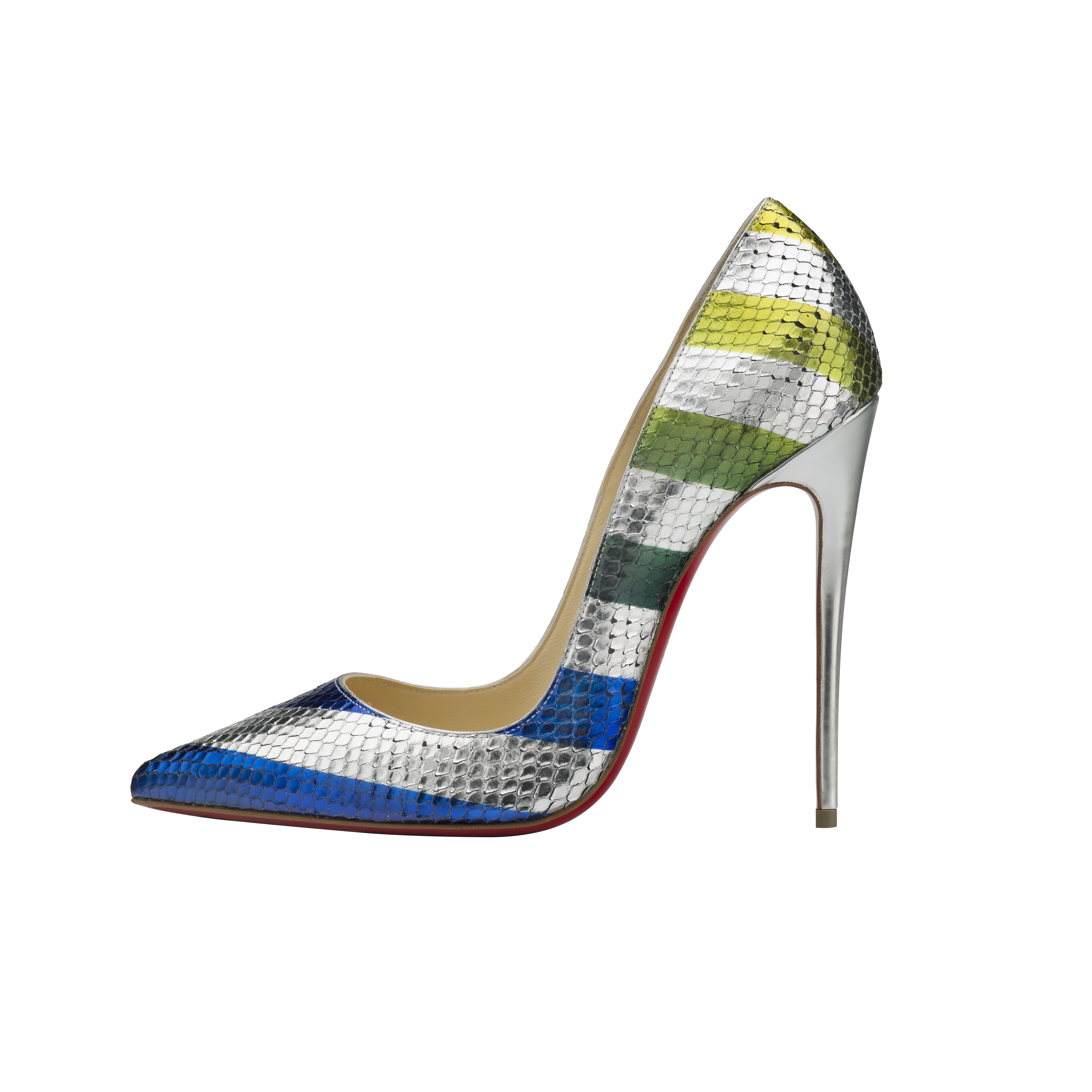 Christian Louboutin So Kate 120 Python Raye Laminato Sun Electric Vert