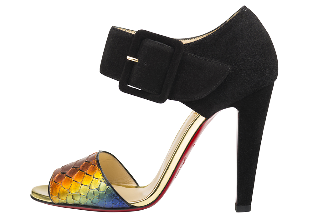 Christian Louboutin Trezotro 100 Python Rainbow Capucine Black