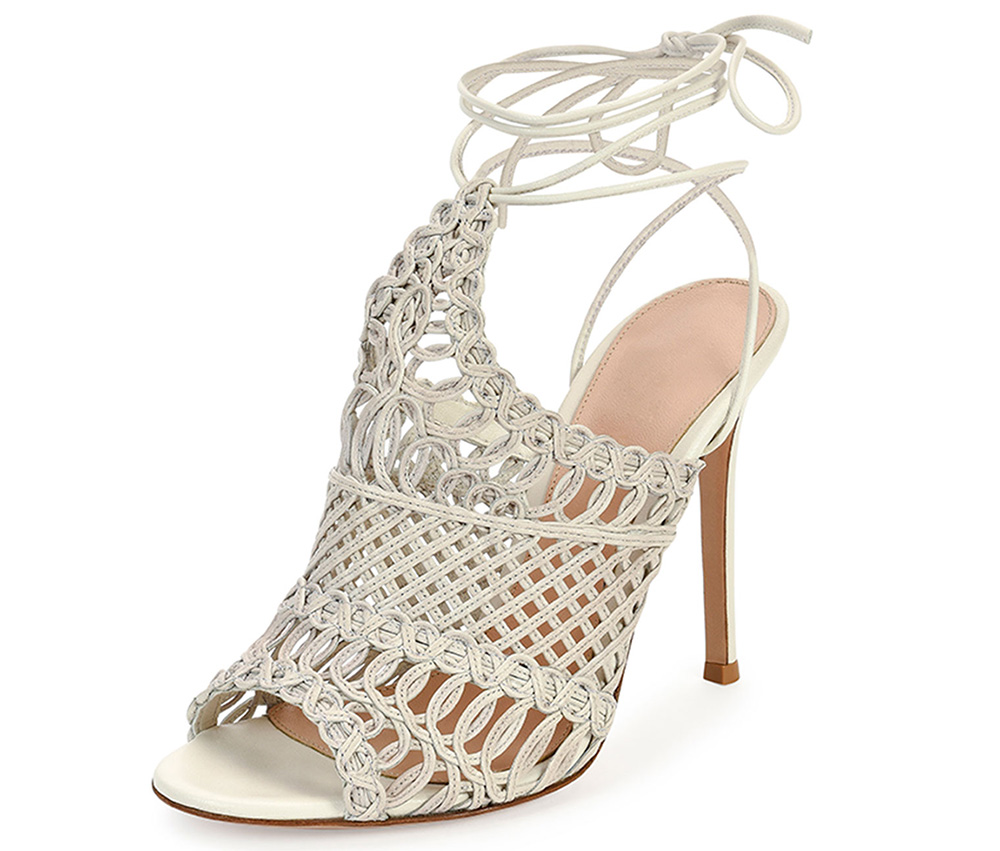 Gianvito Rossi Leather Woven Net Sandal