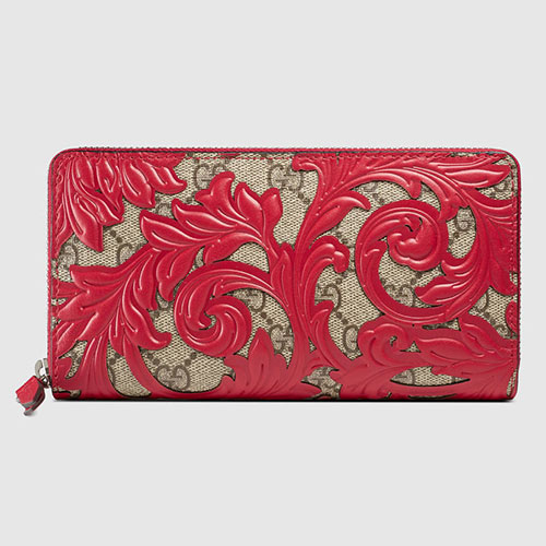 Gucci Arabesque Canvas Zip Around Wallet