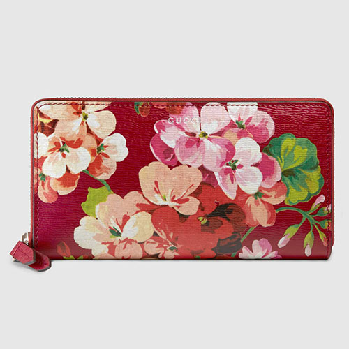 Gucci Blooms Print Zip Around Wallet