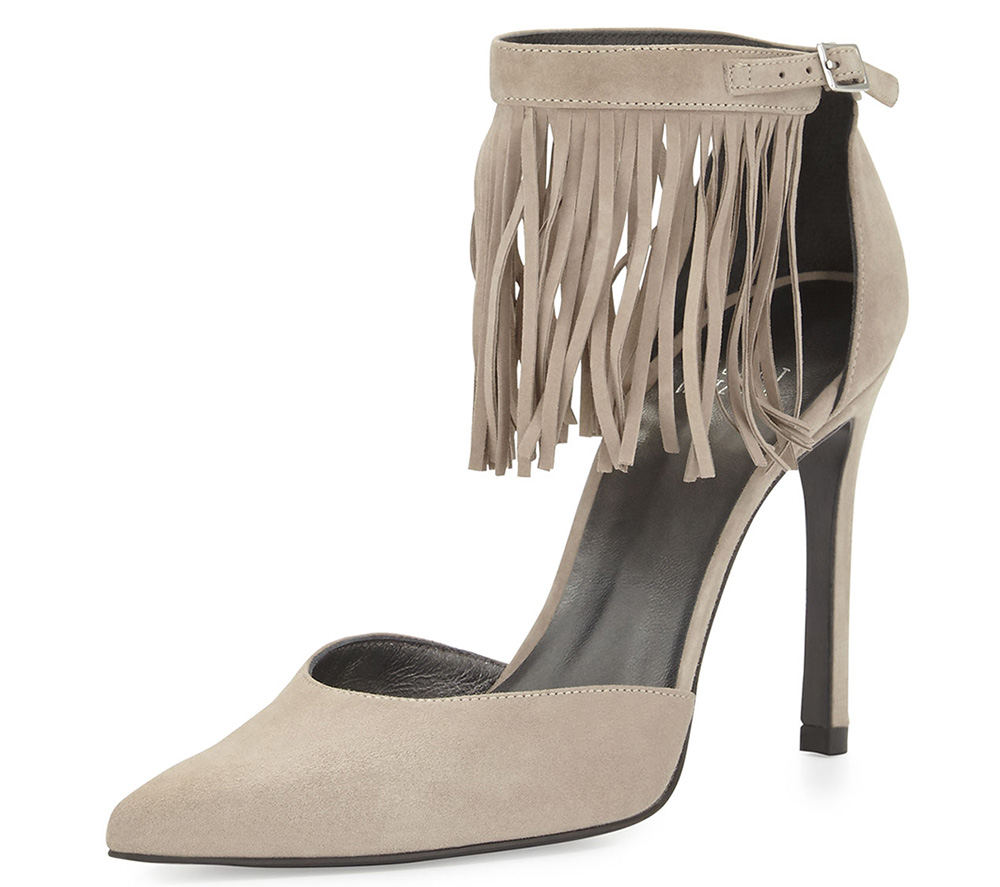 Stuart Weitzman Fringelica Suede Pointed-Toe Pump