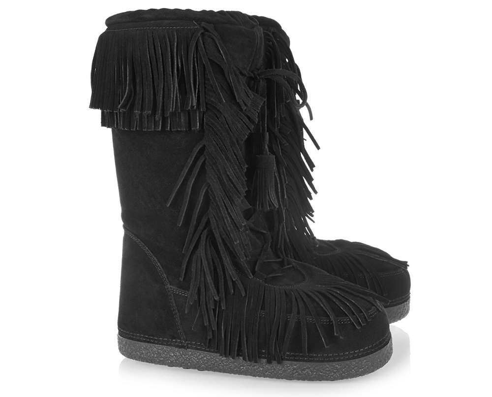 Aquazzura Boho Karlie Fringed Shearling-Lined Suede Boots