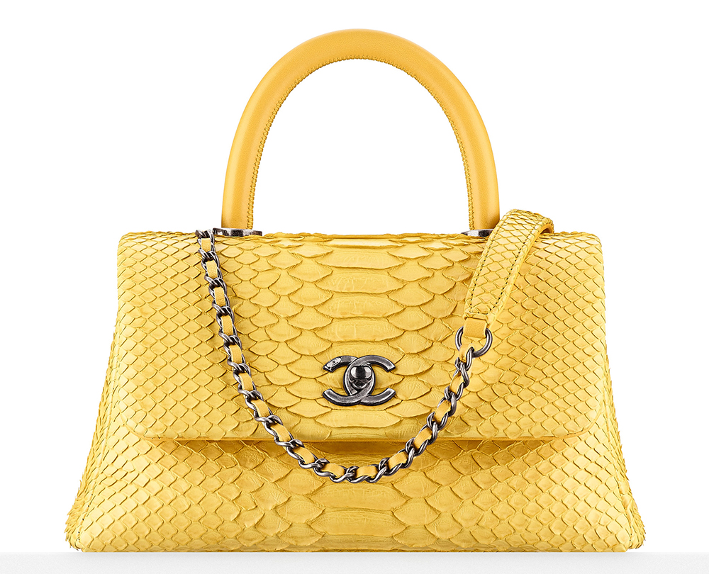 Chanel-Python-Top-Handle-Flap-Bag-Yellow