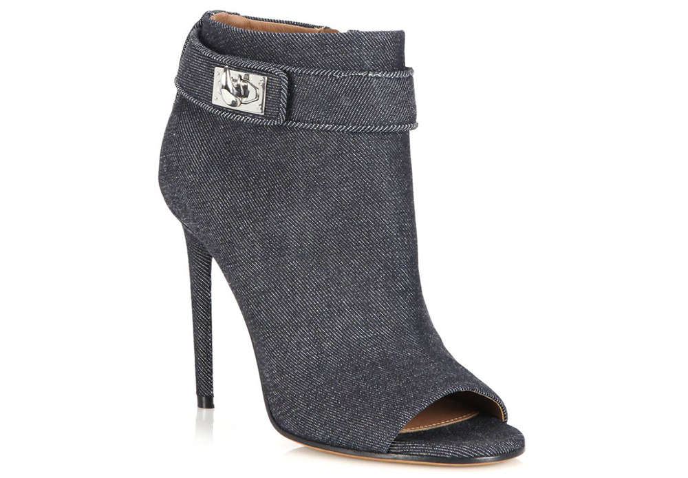 Givenchy Shark Tooth Denim Peep-Toe Booties