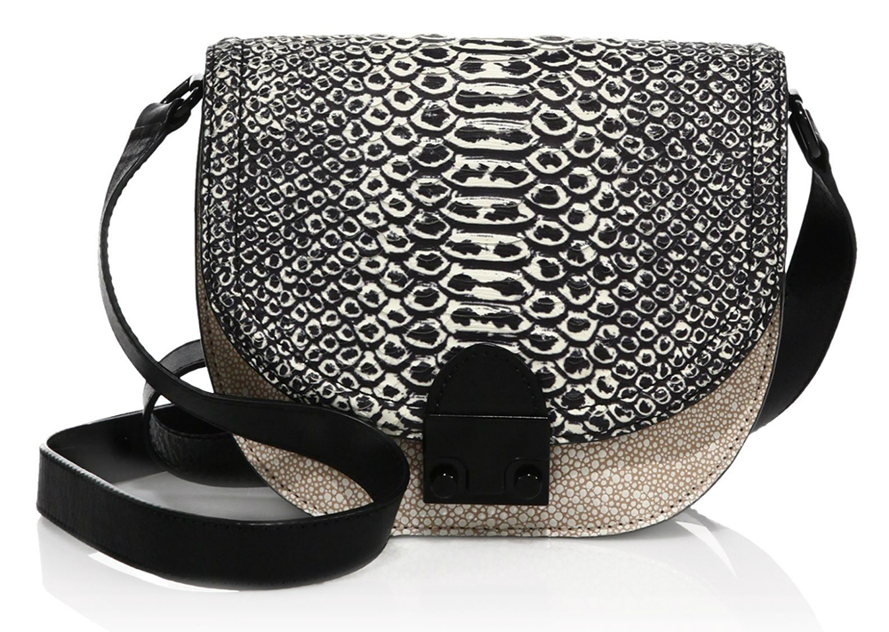 Loeffler-Randall-Stingray-and-Snake-Embossed-Saddle-Bag