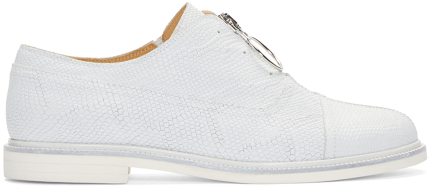 MM6 Maison Margiela White Leather Zip-Front Oxfords