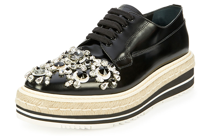 Prada Crystal-Embellished Espadrille Sneaker