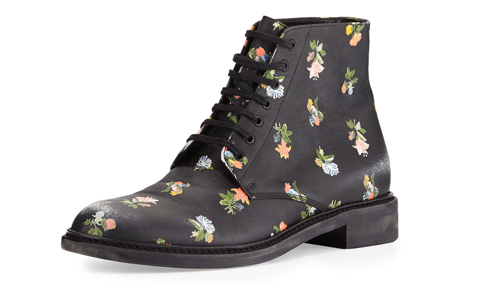 Saint Laurent Floral-Print Leather Grunge Boot