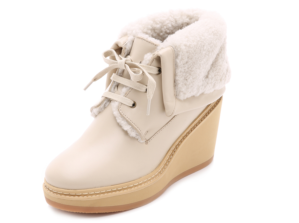 See by Chloe Shearling Wedge Booties